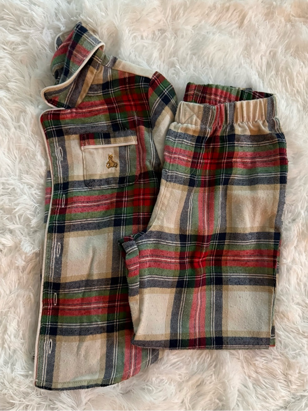 Red & Cream Tartan Flannel Pajamas